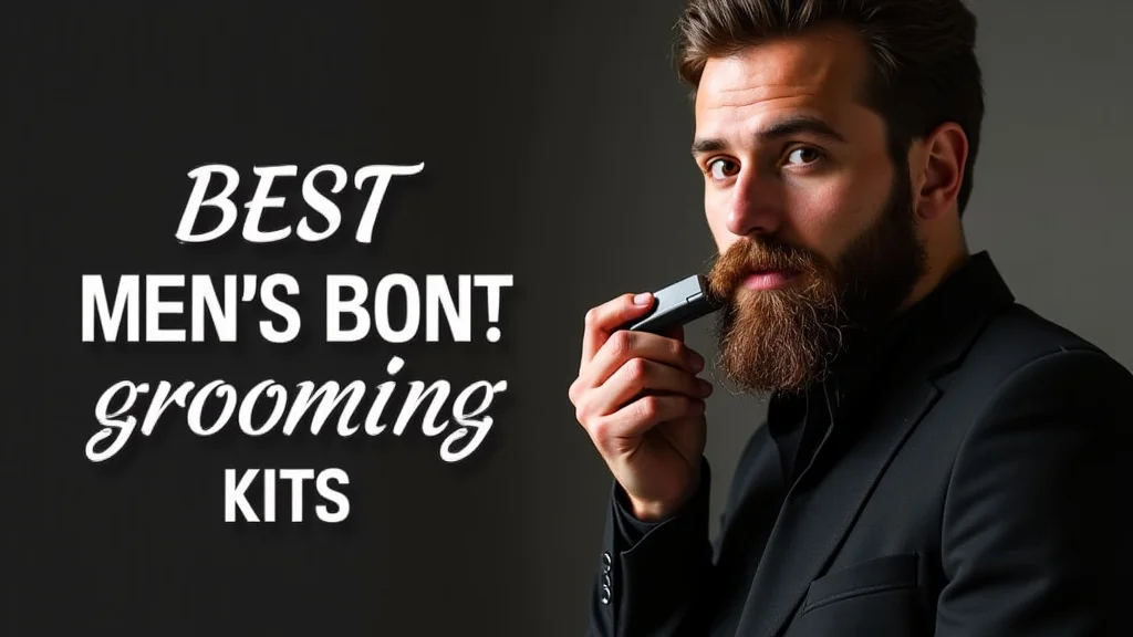 The image shows a selection of premium beard grooming products ideal for a men's beard grooming kits guide.