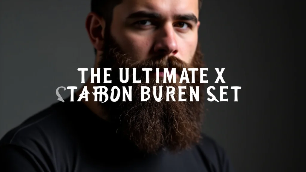 The image shows the Ultimate Carbon X Beard Kit, featuring beard grooming products and accessories for a review.