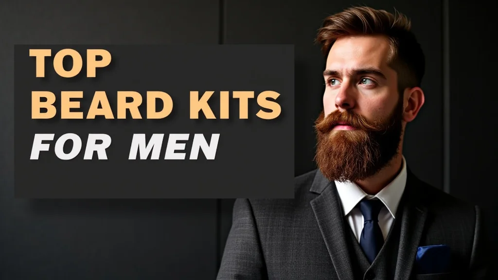 The image shows a curated collection of beard grooming kits, perfect for a man's easy guide to top beard care.
